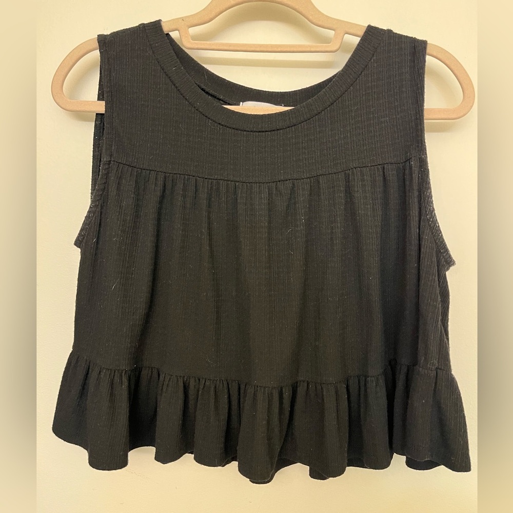 Black Ruffled Babydoll Top